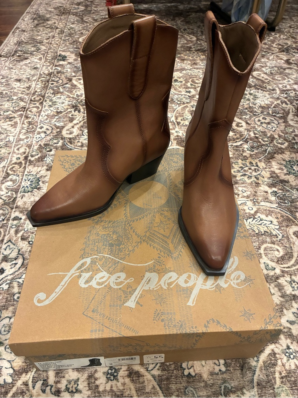 Free People Brown Western-Inspired Mid-Calf Boots NWT cat nap cowboy boot